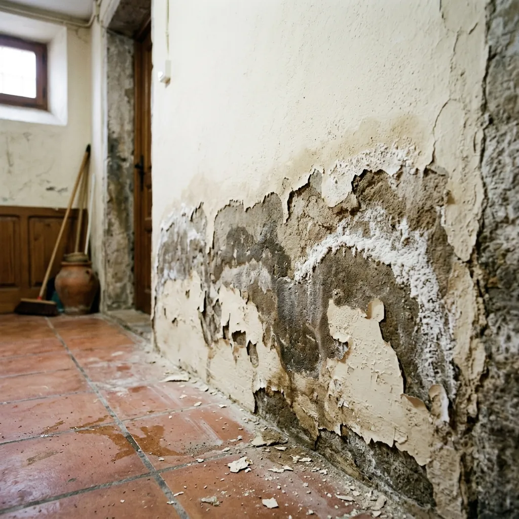 Humedades por capilaridad en paredes de vivienda en Santander
